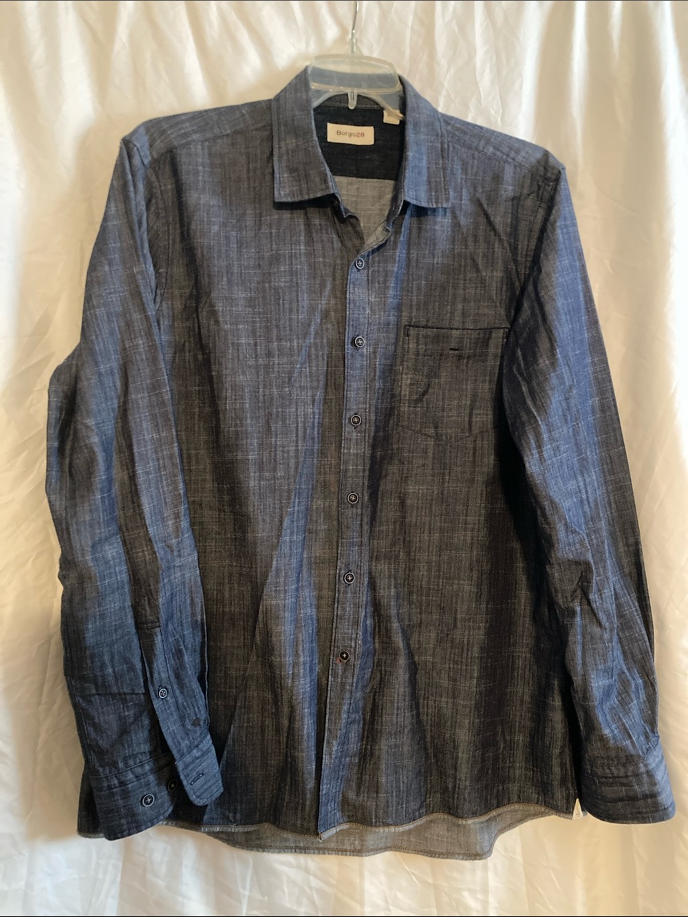 Borgo 28 Men's Dark Blue Casual Button-Down Shirt Extra Large